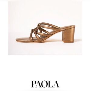 NEW Charlotte Stone Paloma Metallic Block Heel Sandal Bronze Size 5 Braided NWOB